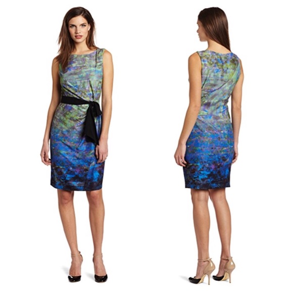 Suzi Chin side tie watercolor cocktail dress - Picture 2 of 8